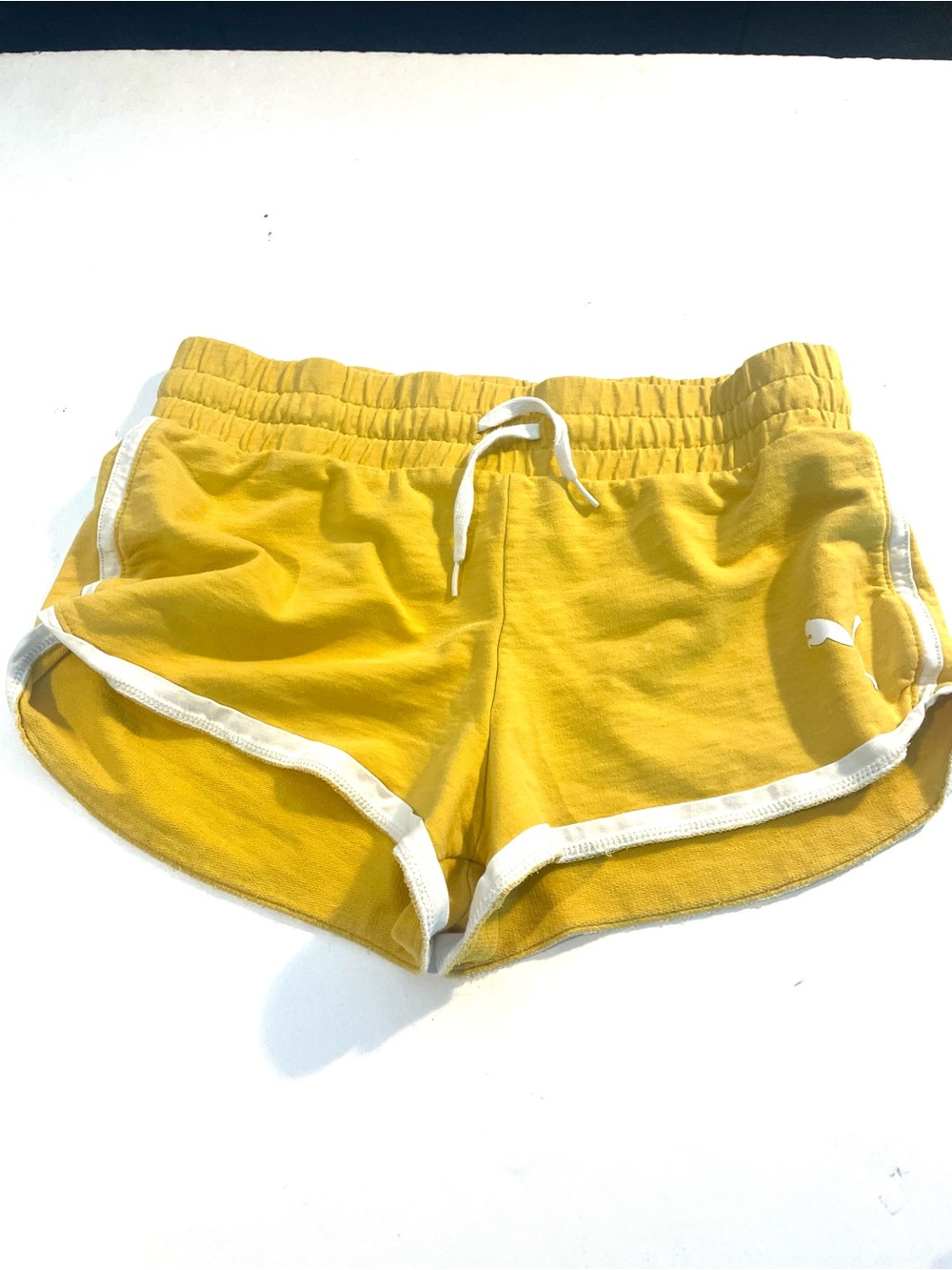 Puma Women's Yellow Athletic Retro Short with White Trim